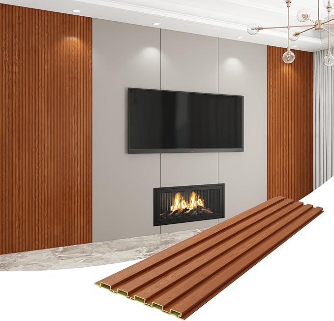 8-Pack WPC Wall Panels 118’’ x 6.3’’ 3D Slat Wall Panel Acoustic Wall Paneling - Image 7