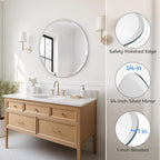 USHOWER Frameless Round Bathroom Mirror 24", Circle Vanity Mirror - Image 2