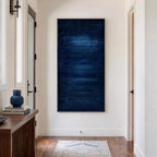 Large Framed Navy Blue Abstract Wall Art, Modern Vertical Canvas Prints - Image 2