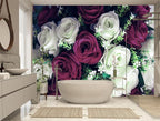 XMPMBM-Rose Floral Fabric Wallpaper Living Room Bedroom Bathroom Wall Mural-W - Image 2