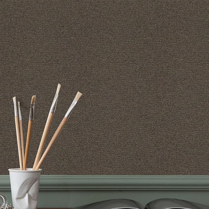 SHUFA Brown Cotton-Like Textured Grasscloth Wallpaper Matte Thick Real Woven - Image 4