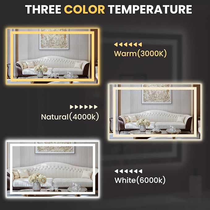 LOAAO 65"x40" LED Bathroom Mirror - Image 5