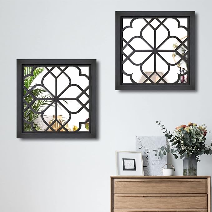 Wocred 2 PCS Square Wall Mirror, Gorgeous Rustic Farmhouse Accent Mirror - Image 4
