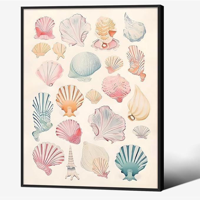 Pink Seashell Posters Coastal Cowgirl Canvas Wall Art Beach House Starfish by Unknown