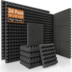 SODOCT 24 Pack 3.2 Inches Extra Thick Pyramid Acoustic Foam Panels, 12 x 12 by SODOCT