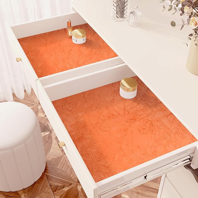 Wallercity Crinkle Creative Orange Flocking Fabric Wallpaper Peel and Stick - Image 4