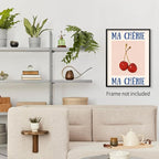 jkahh Funky Cherry Wall Art Vintage Red Blue Aesthetic Poster Trendy Ma Cherie - Image 6