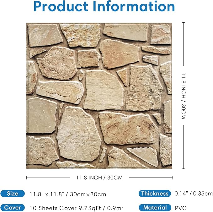 COMSTICKC 3D Faux Stone Wall Panel Peel and Stick Wall Covering, Ultra-Light - Image 6