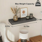 Fixwal 15.8in Floating Shelves, Rustic Wood Finish Wall Shelves Set of 4 - Image 3