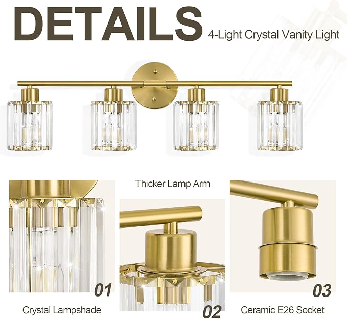 Crystal Bathroom Light Fixtures, Bathroom Lighting Fixtures Over Mirror - Image 4