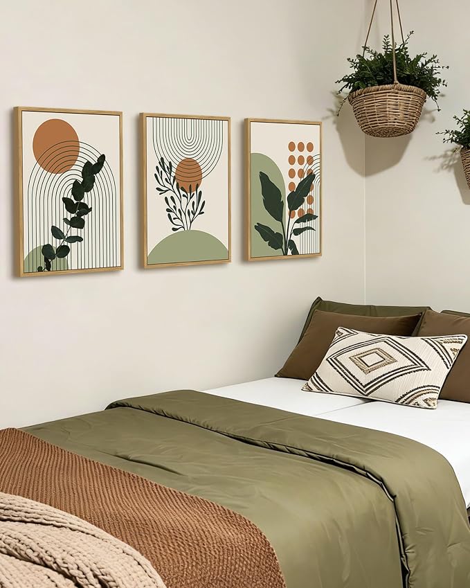 PHOPAGO Boho Plant Wall Art Green Botanical Bohemain Framed Wall Printing - Image 8