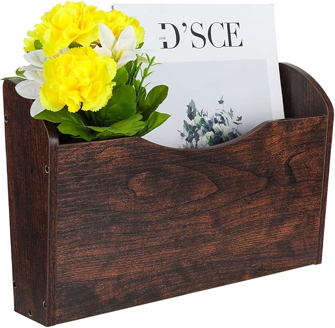 PAG Wall File Holder Wall Mounted Wood Hanging File Organizer - Image 2