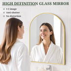 Arched Wall Mirror 30x20 Inch Gold Bathroom Vanity Mirror - Image 4