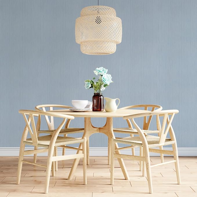 Blue Grasscloth Peel and Stick Wallpaper Texture Contact Paper A Set of 15.7" X - Image 7
