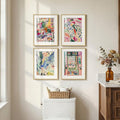 Framed Matisse Wall Art Set of 4, Colorful Abstract Landscape Wall Painting by Cuspin