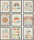 SEHSUVC Baby Alphabet 1 2 3 Wall Art Set of 9, Number Rainbow Canvas Posters by Unknown