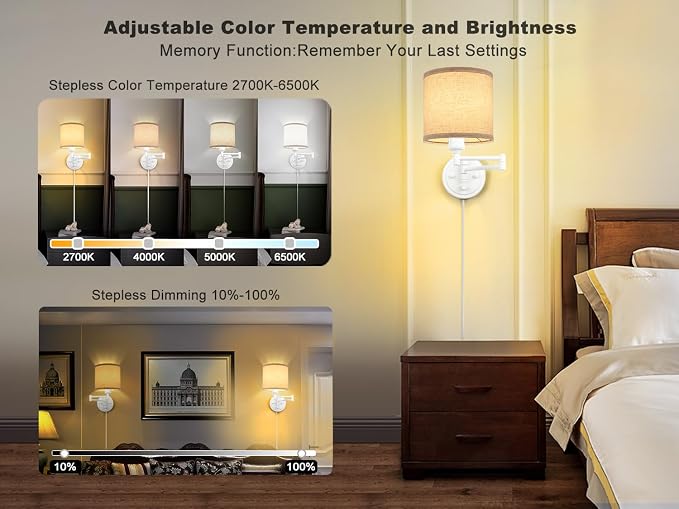 GOODATE Plug in Wall Sconces - Image 2