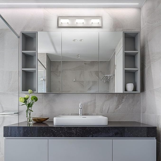 Ralbay Brushed Nickel Bathroom Vanity Lights Metal Acrylic LED Modern Bathroom - Image 6