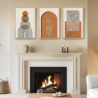 Framed Boho Abstract Wall Art Bedroom, 3 Piece Neutral Orange Paintings Prints - Image 4