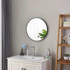 Itrue 24 Inch Round Wall Mirror, Brushed Black Metal Framed Circle Bathroom - Image 3