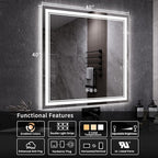 LED Mirror, 40x40 Inch Gradient Front and Backlight Bathroom Mirrors - Image 2