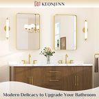 Keonjinn Gold Bathroom Mirrors for Wall 20 x 30 Inch Rounded Rectangle Gold - Image 2