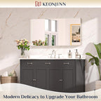 Keonjinn 42 x 20 Inch Brushed Nickel Bathroom Mirrors - Image 2