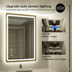 24x36 Inch Gold Framed LED Bathroom Mirror, Smart Bathroom Mirror - Image 4