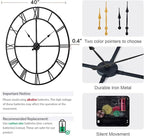 40 Inch Large Wall Clock for Living Room Decor – Easy-Assembly Silent - Image 2