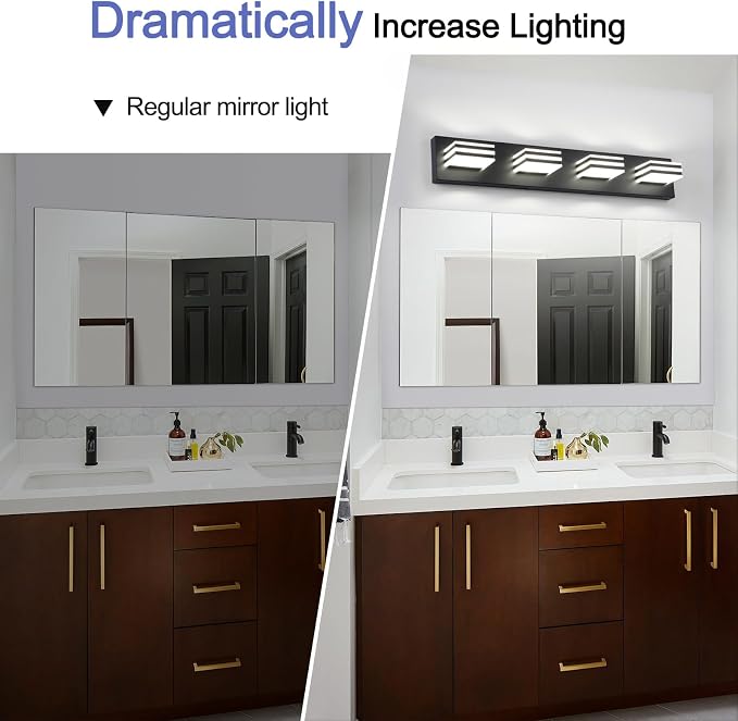 Black Bathroom Light Fixtures 24W Wall Light - Image 3
