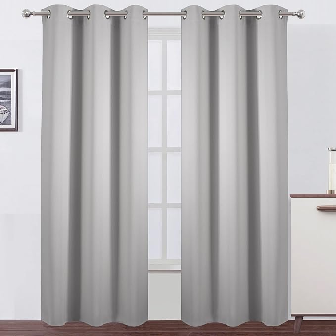 LEMOMO Blackout Curtains 42 x 84 inch/Light Grey Curtains Set of 2 by Lemomo