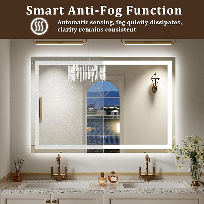 48"x36" Smart LED Bathroom Mirror - Image 5
