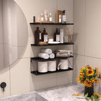 Fixwal 3+1 Tier Bathroom Floating Shelves Over Toilet, 15.8in Farmhouse Rustic - Image 5