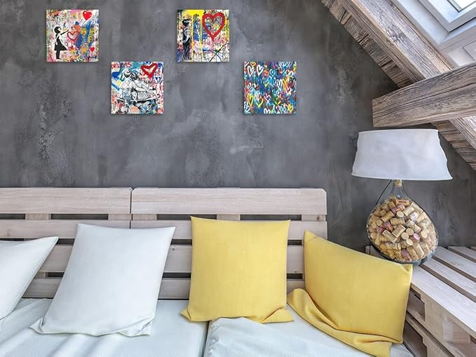 Biufo Banksy Canvas Wall Art Prints Pop Graffiti Street Art Pictures - Image 3
