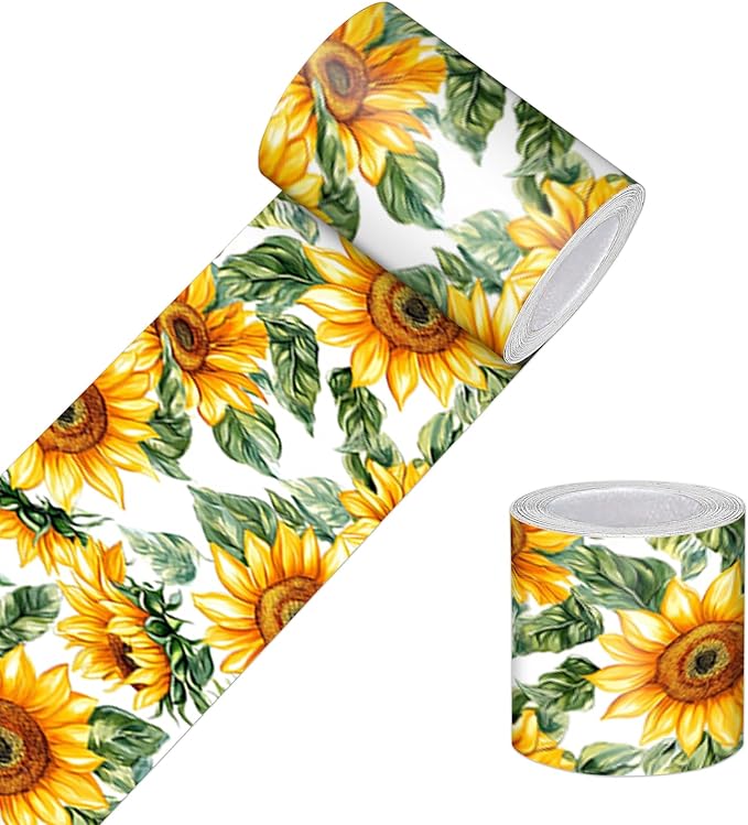 HOMETITUTE Wallpaper Border Peel and Stick Wall Border Sunflower Floral by HOMETITUTE