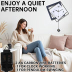 Wall Clock with Pendulum, Silent Quality Quartz Battery Operated, Metal Modern - Image 4