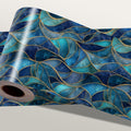 Blue Geometric Mosaic Wallpaper Border 196x4 Inch Peel and Stick Wall Border by IOHEFY