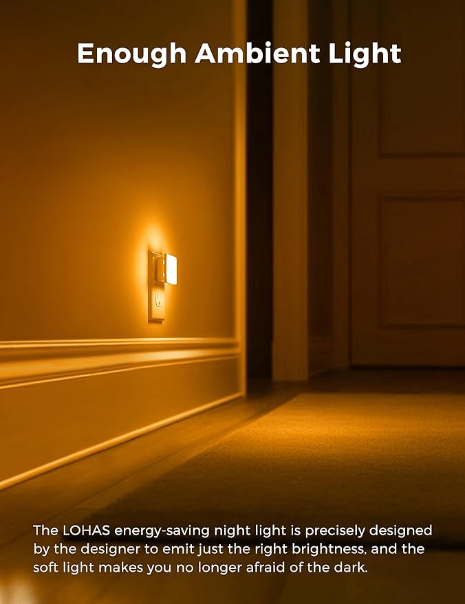 L LOHAS LED Night Lights Plug into Wall 2-Pack, 0.3W Plug in Night Light - Image 4
