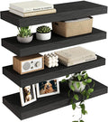 Fixwal Black Floating Shelves for Wall, Rustic Wood Shelves for Bathroom by Fixwal