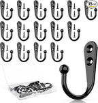 15 Pcs Black Coat Hooks by ZBDPOVT