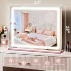 ROLOVE Pink Makeup Mirror with Lights, 23x18 Inch - Image 3