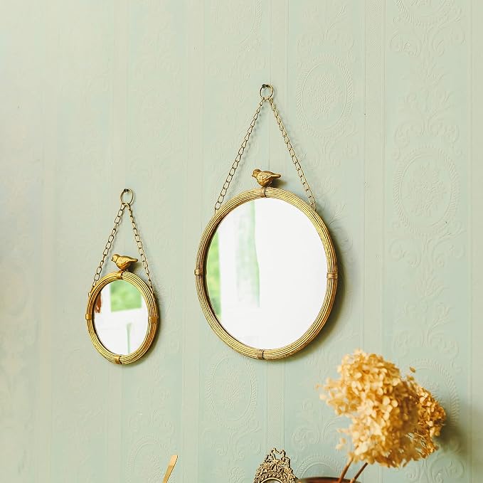 NIKKY HOME 6.7 Inch Decorative Small Hanging Mirrors Vintage Round Metal Framed - Image 4