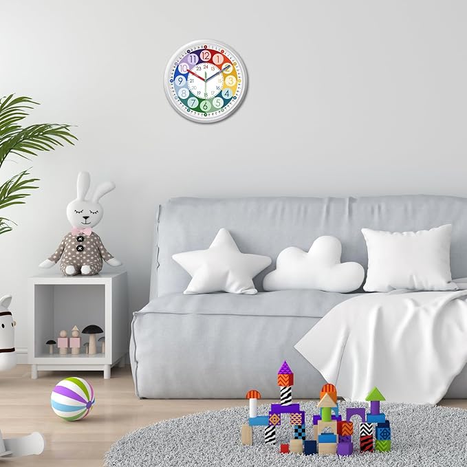 XFM Colorful Kid Wall Clock 16 Inch Silent Non Ticking Quartz Battery Operated - Image 7