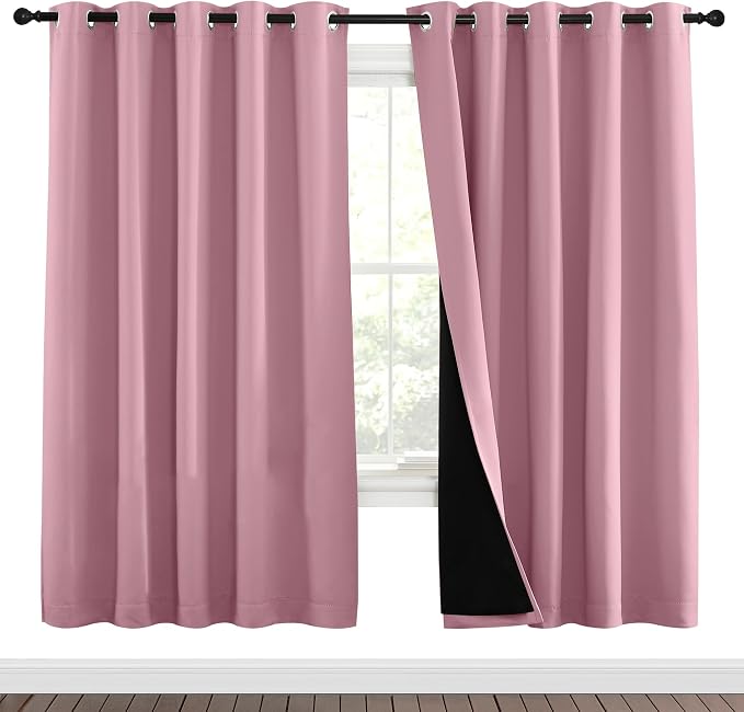 NICETOWN Crystal Pink Full Shade Curtain Panels, Pair of Energy Smart & Noise by NICETOWN