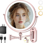9" Wall Mounted Lighted Makeup Mirror, 4000mAh Rechargeable Double Sided 1X/10X - Image 7