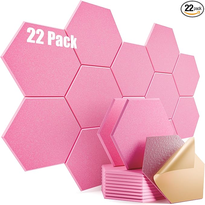 22 Pack Self-Adhesive Acoustic Panels 12" X 10" X 0.4" by Dailycooper