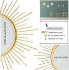 3 Set Gold Sunburst Mirrors for Wall Decorative Metal Mirrors Small Mirror Sets - Image 3