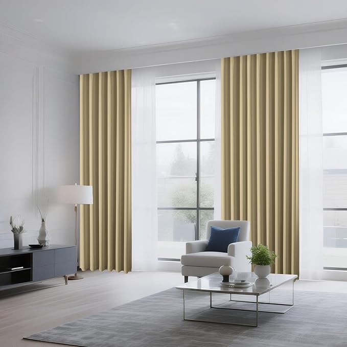 CUCRAF Beige Blackout Curtains Customize, Rod Pocket Room Darkening Curtain - Image 8