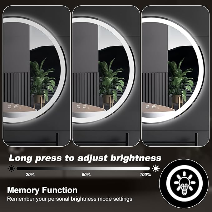 Sweetcrispy 24-Inch Round LED Bathroom Backlit Mirror - Image 6