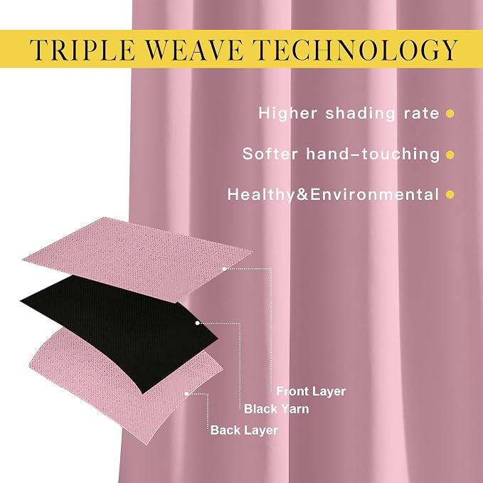 NICETOWN Rouge Pink Curtain for Living Room - Image 3